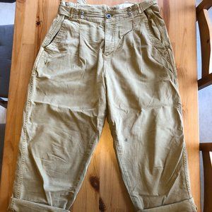 Anthropologie Canvas Paper Boy Tan High Waisted Tapered Cropped Cotton Pants